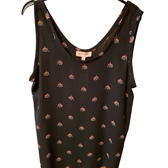 Woman’s Philosophy  Neck Tank Top Elephant Print Black Red Gold Large NWT - Picture 3 of 9
